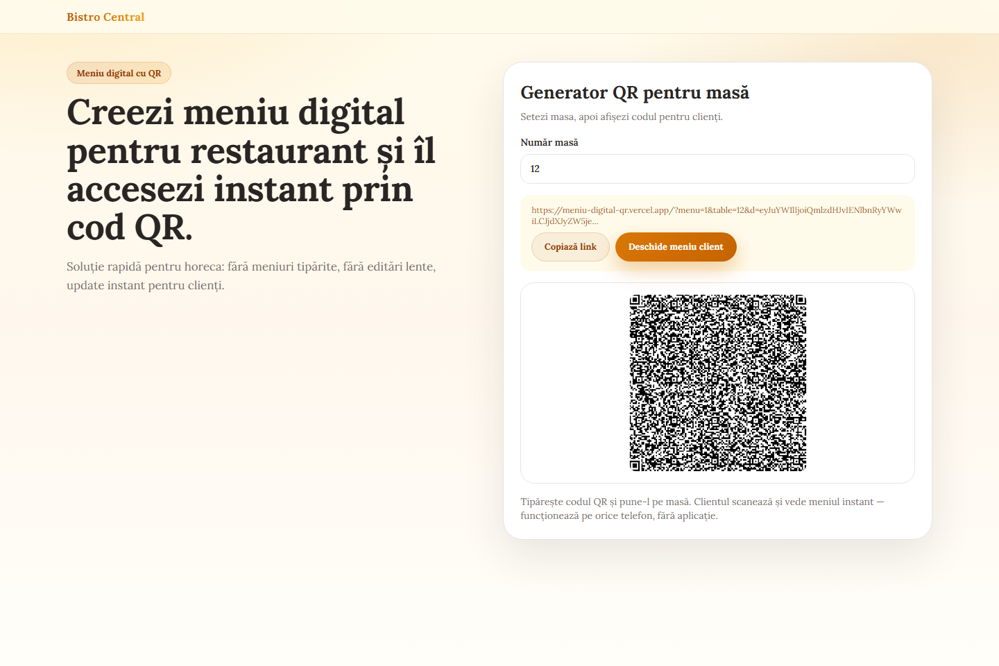 Meniu Digital QR Mini — preview