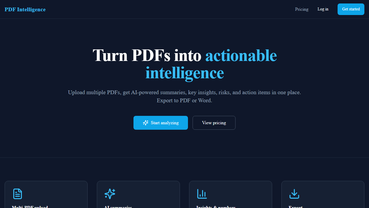 Captură ecran PDF Intelligence