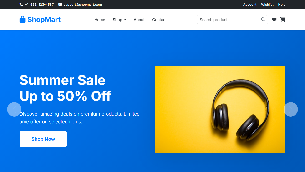 Captură ecran ShopMart - Șablon HTML eCommerce modern